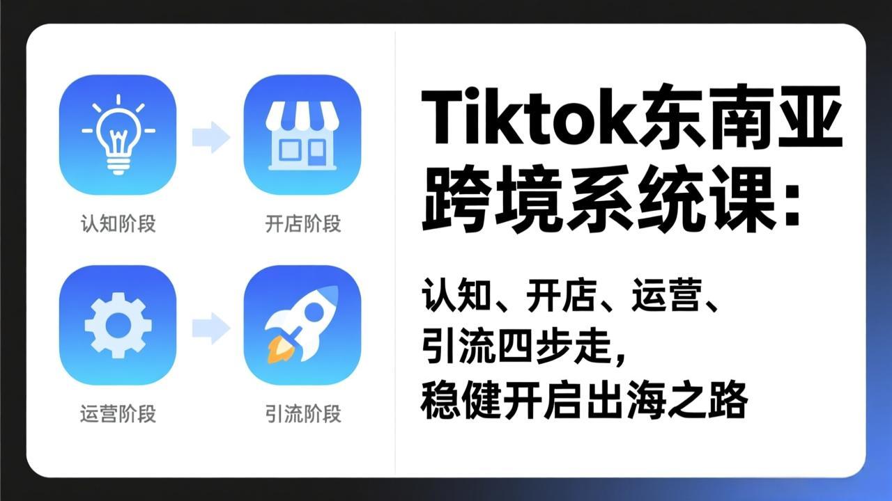 TikTok东南亚跨境系统课：认知、开店、运营、引流四步走，稳健开启出海之路-百盟网