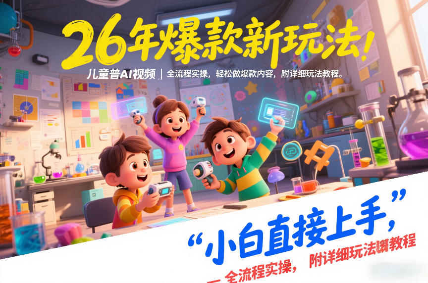 26年爆款新玩法,儿童科普AI视频,全流程实操,轻松做爆款内容,小白直接上手,附详细玩法教程-百盟网