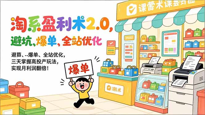 淘系盈利术2.0，避坑、爆单、全站优化，三天掌握高投产玩法，实现月利润翻倍！-百盟网