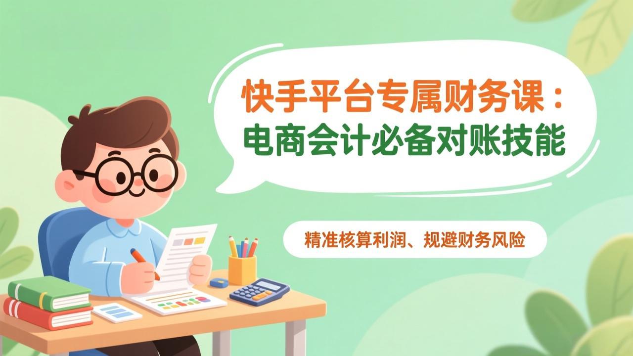 快手平台专属财务课：电商会计必备对账技能，精准核算利润、规避财务风险-百盟网