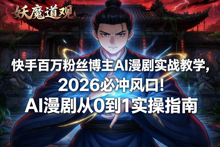快手百万粉丝博主AI漫剧实战教学，2026必冲风口！AI漫剧从0到1实操指南-百盟网