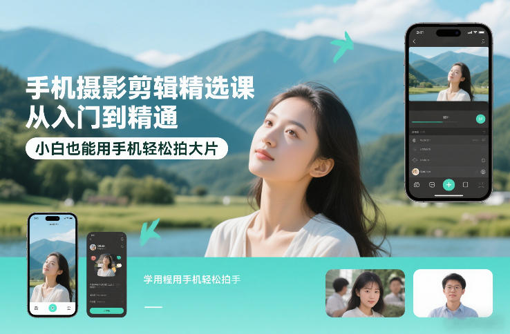 手机摄影剪辑精选课，从入门到精通，小白也能用手机轻松拍大片-百盟网