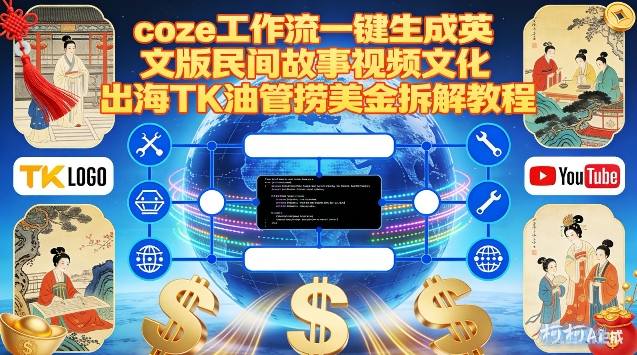 Coze扣子工作流一键生成英文版民间故事视频,文化出海TK油管捞美金拆解教程-百盟网