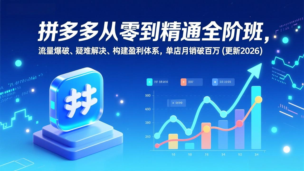 拼多多从零到精通全阶班，流量爆破、疑难解决，构建盈利体系，单店月销破百万(更新2026-百盟网