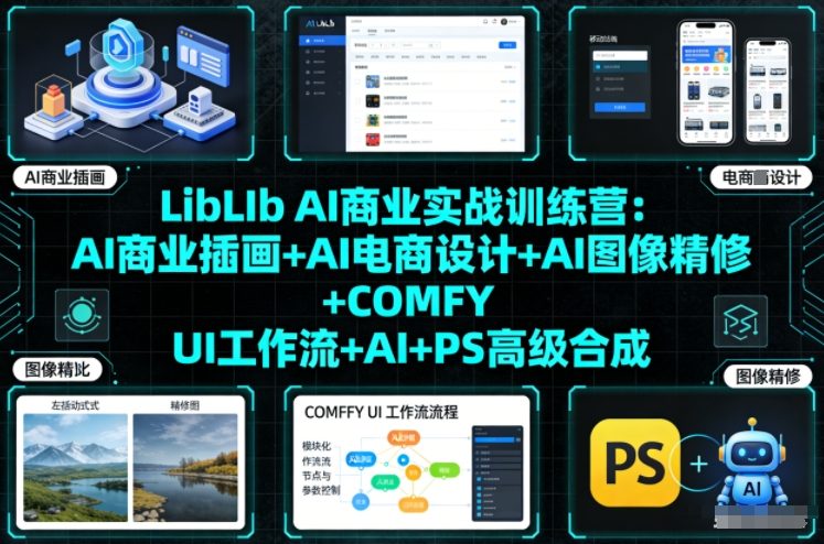 LibLIb AI商业实战训练营：AI商业插画+AI电商设计+AI图像精修+COMFY UI工作流+AI+PS高级合成-百盟网