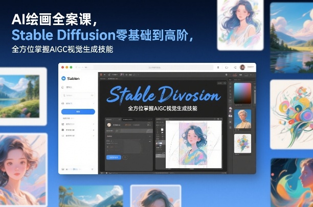 AI绘画全案课,Stable Diffusion零基础到高阶,全方位掌握AIGC视觉生成技能-百盟网