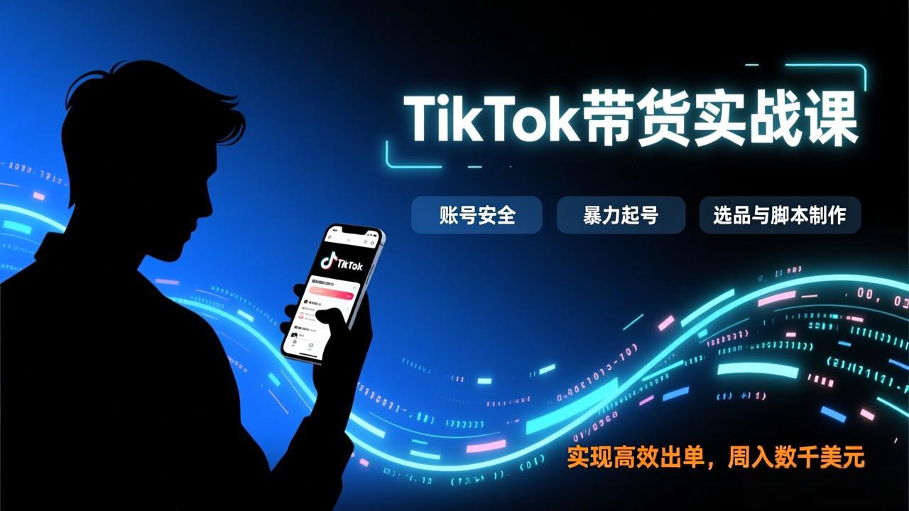 TikTok带货实战课,涵盖账号安全、暴力起号、选品与脚本制作,实现高效出单,周入数千美元-百盟网
