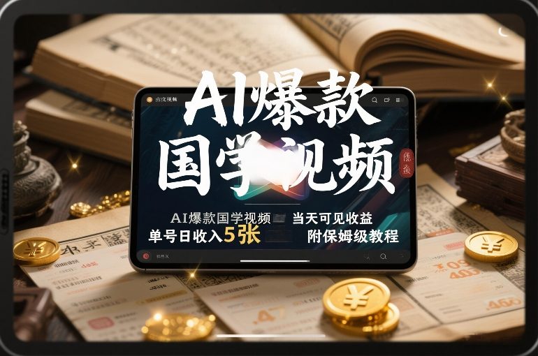 AI爆款国学视频，独家起号方法，小白直接上手，当天可见收益，单号日收入5张+附保姆级教程-百盟网