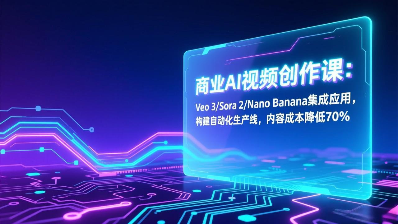商业AI视频创作课：Veo 3/Sora 2/Nano Banana集成应用，构建自动化生产线，内容成本降低70%-百盟网