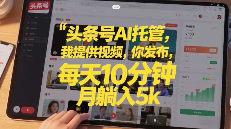 头条号AI托管，我提供视频，你发布，每天10分钟，月躺入5k+【揭秘】-百盟网