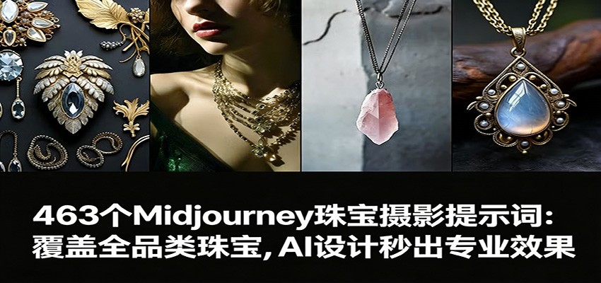 图片[1]-463个Midjourney珠宝摄影提示词：覆盖全品类珠宝，AI设计秒出专业效果-百盟网