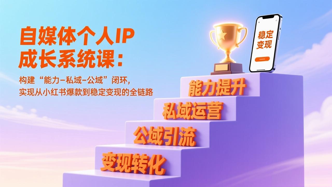 自媒体个人IP成长系统课:构建“能力-私域-公域”闭环,实现从小红书爆款到稳定变现的全链路-百盟网